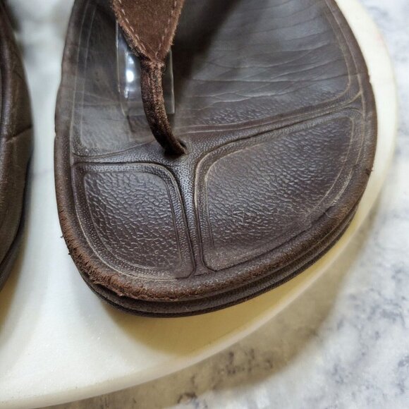 FitFlop Womens 10 EU 42 Oasis Thong‎ Sandals Brown Micro Wobble Board Comfort - Picture 3 of 11